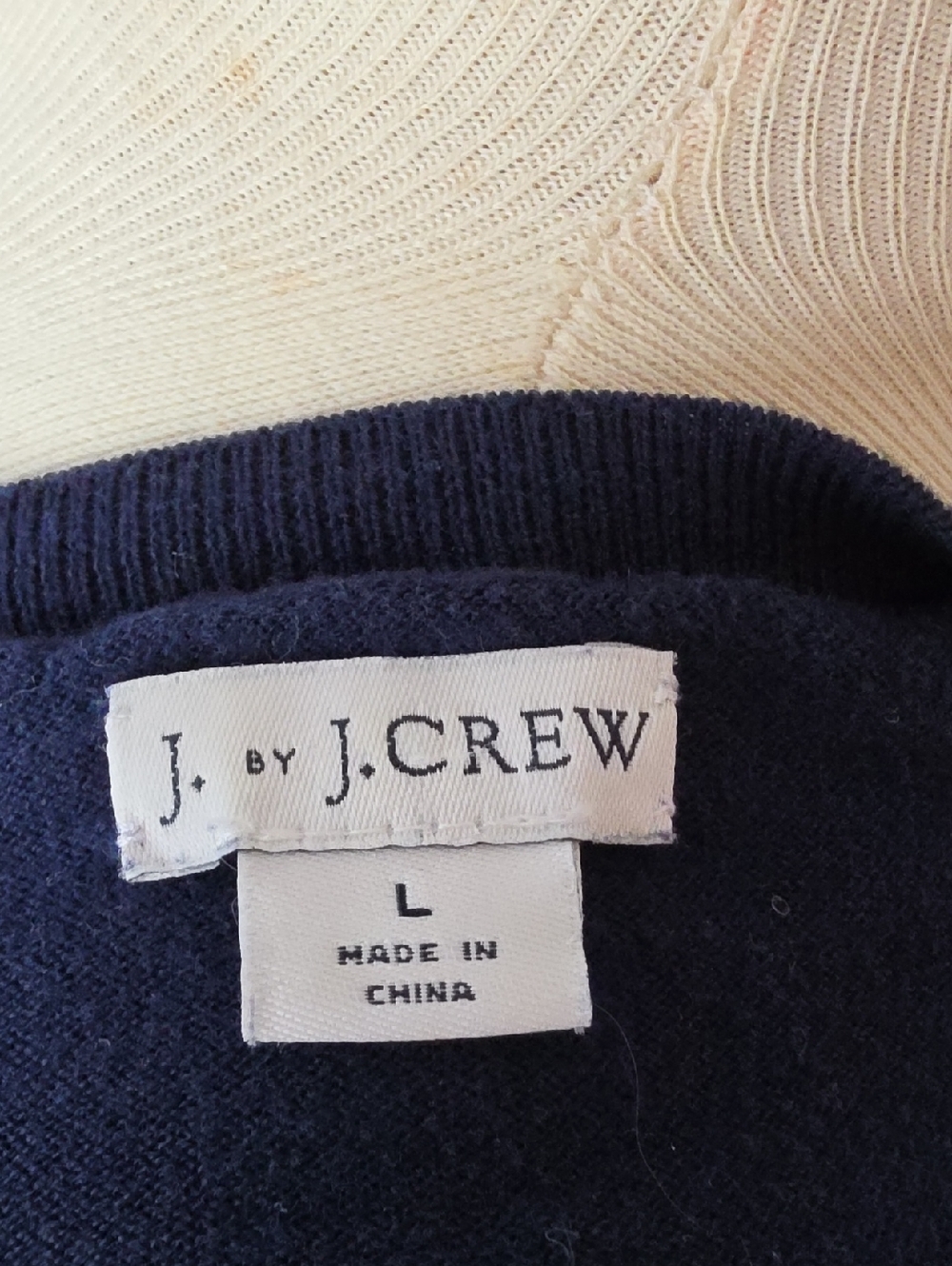 J.CREW FACTORY Teddie Navy Blue 100% Cotton Career Preppy Crewneck Sweater L - Picture 6 of 7